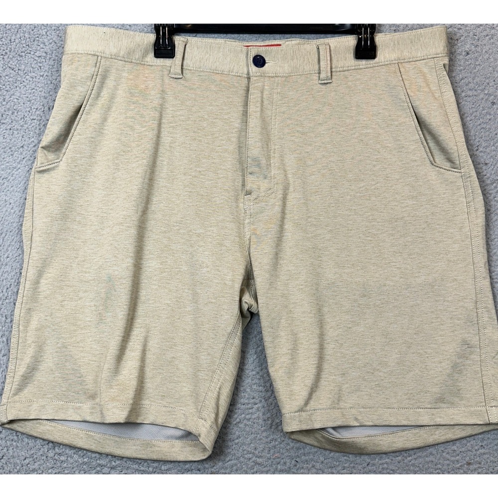 Halsey Sport Shorts Mens 38 Performance Tan Heathered Chino Golf Stretch EUC